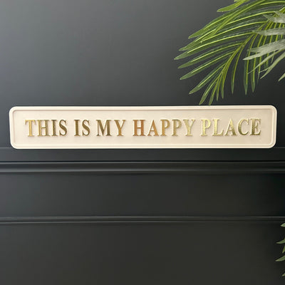 Linen Happy Place Sign