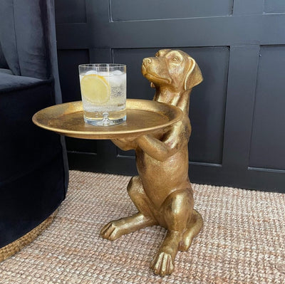 Gold Dog Butler Display Stand