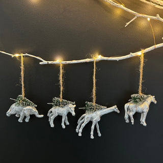 Animal Christmas Tree Decorations (Set of 4)