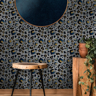 Blue Leopard Print Wallpaper - REUSE DAWN - Limited Abode