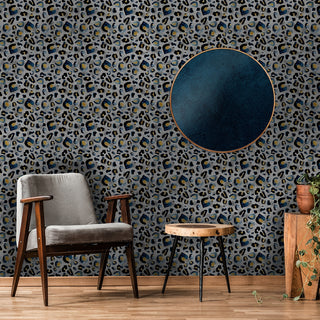 Blue Leopard Print Wallpaper - REUSE DAWN - Limited Abode