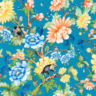 Blue Oriental Garden Wallpaper