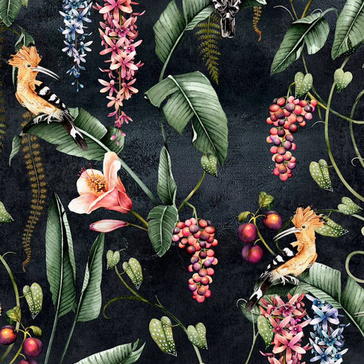 Dark Exotic Garden Wallpaper