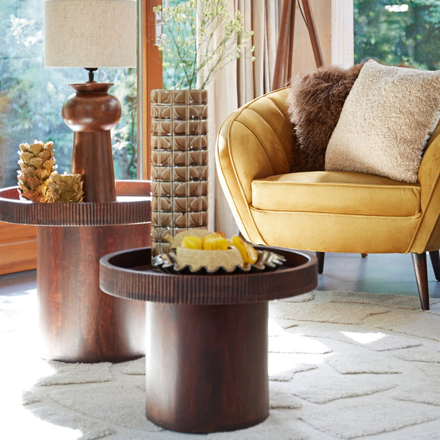 Dark Ribbed Side Table