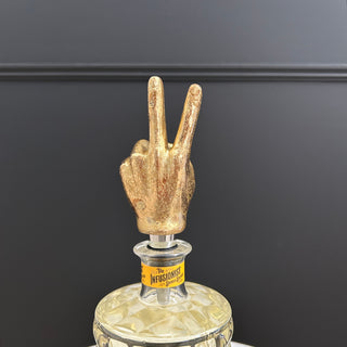 Gold Peace Hand Bottle Stopper