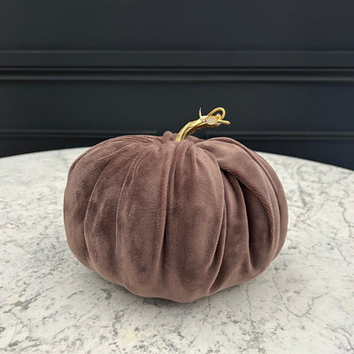 Large Brown Velvet Pumpkin