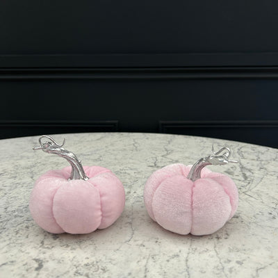 Medium Pink Velvet Pumpkins (Set of 2)