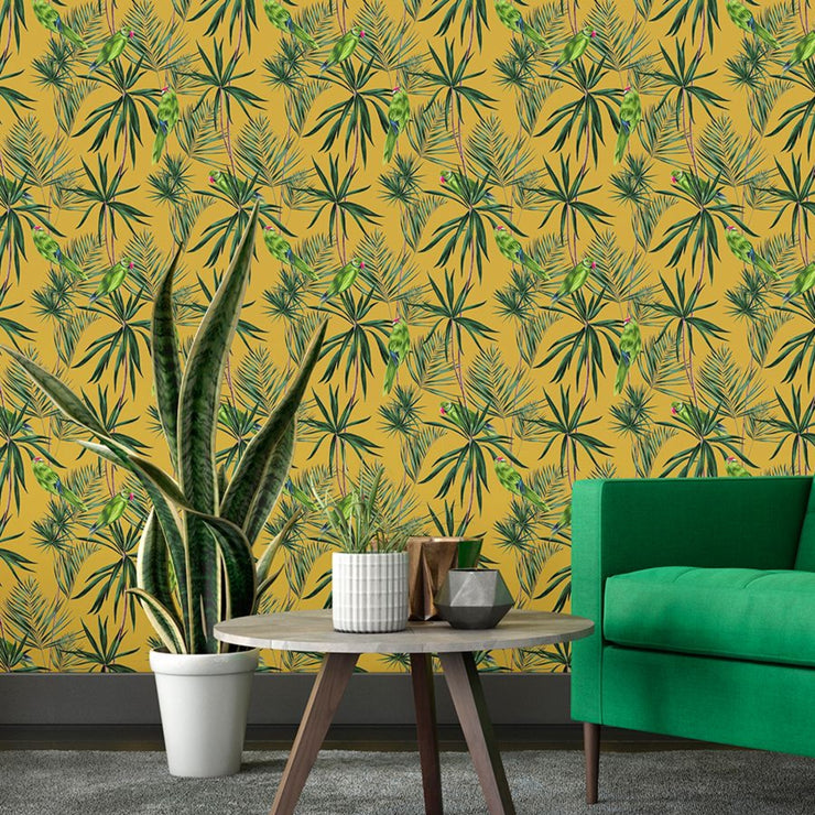 Mustard Parrots Wallpaper