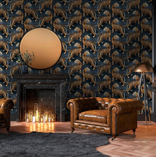 Navy Tiger Wallpaper - REUSE DAWN - Limited Abode