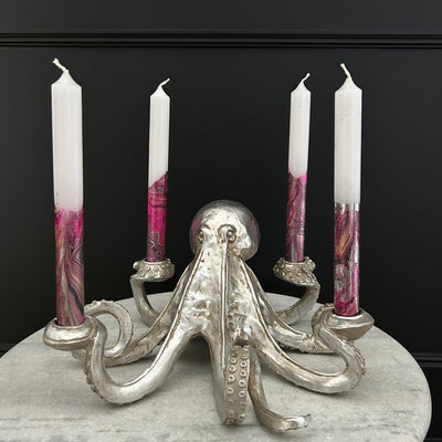Pink Marbled Candles (Set of 4)