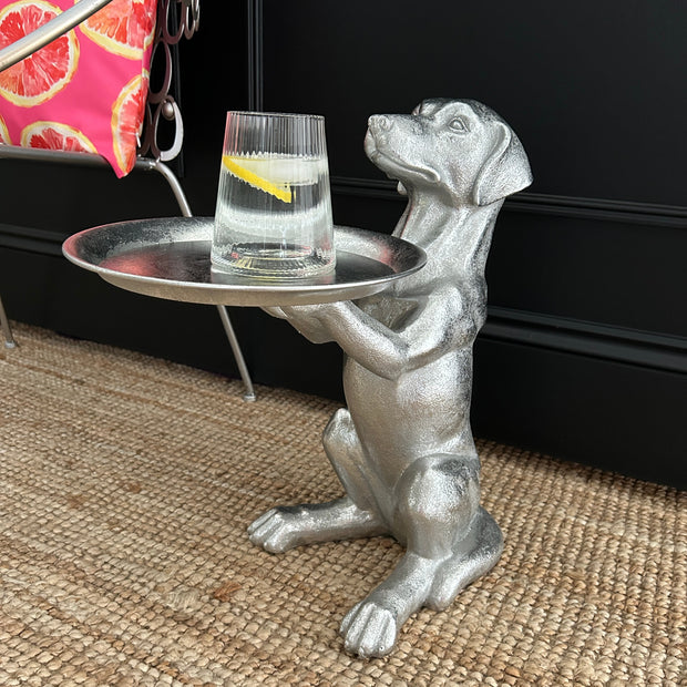 Silver Dog Butler Display Stand