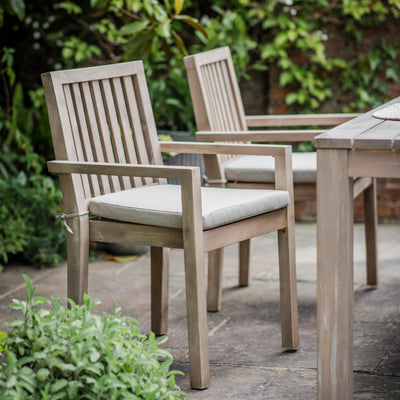 Wooden Garden Dining Chairs With Arms (Set of 2)
