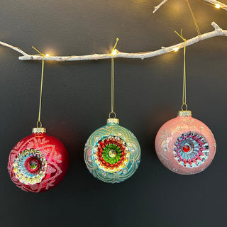 Xmas Glass Baubles (Set of 3)