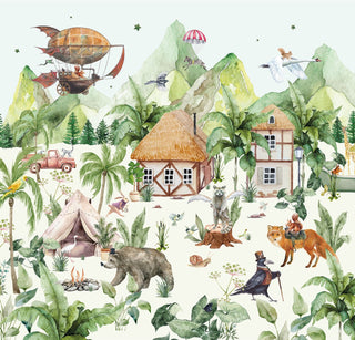 Animal Village Wallpaper Mural