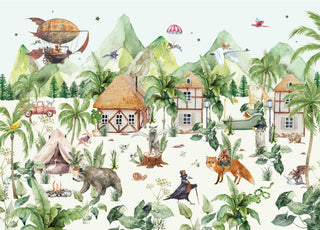 Animal Village Wallpaper Mural