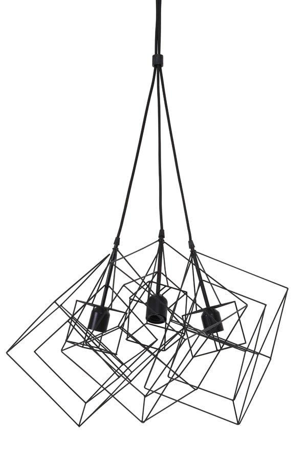 Black 3 light geometric cue design ceiling pendant light