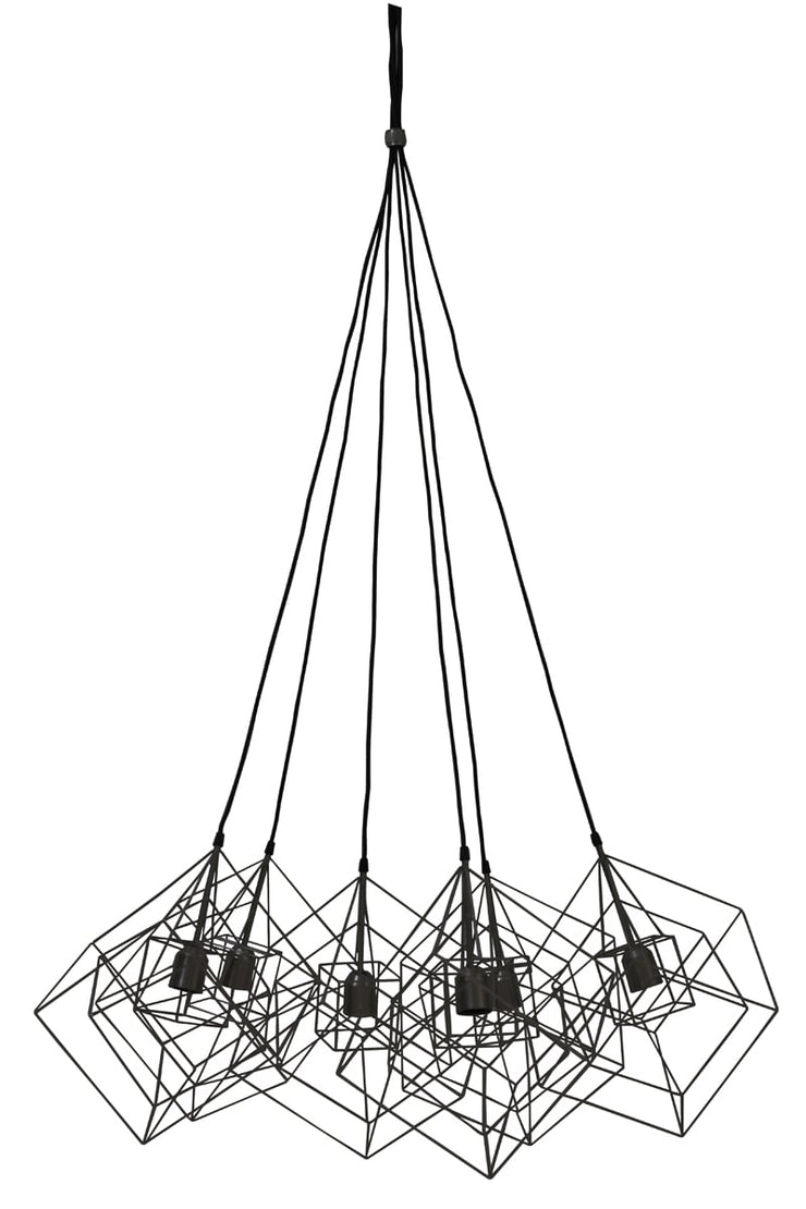 Black 6 light geometric cue design ceiling pendant light