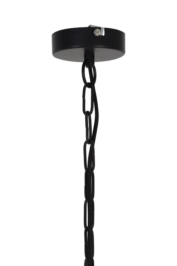 Black & gold wire shade ceiling light with a black chain 