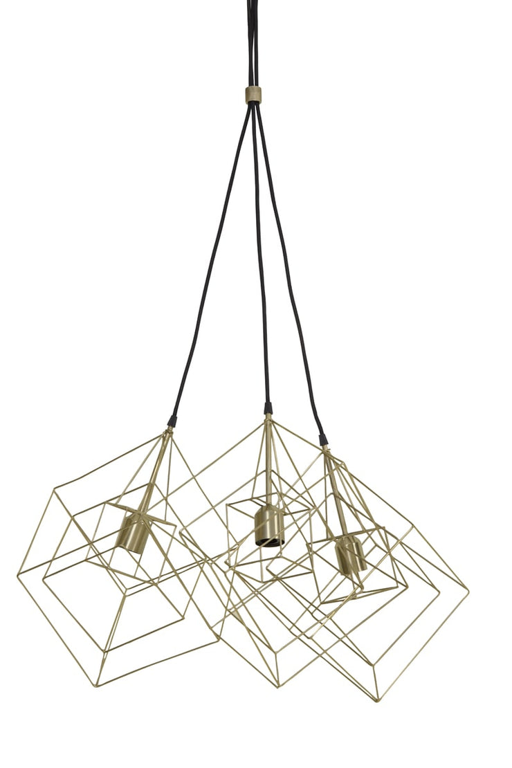 Gold 3 light geometric cue design ceiling pendant light
