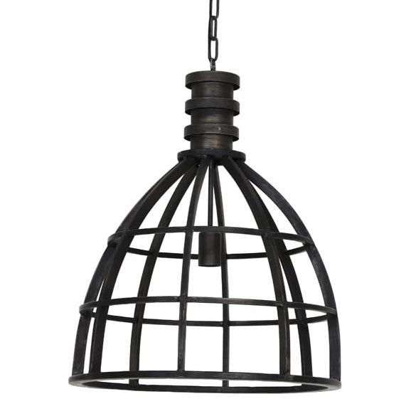 Soft antique black caged industrial style ceiling light