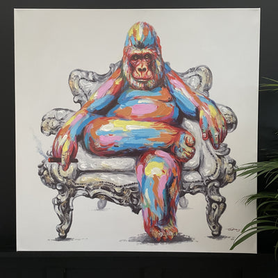 Colourful artwork of a gorilla smoking a cigar