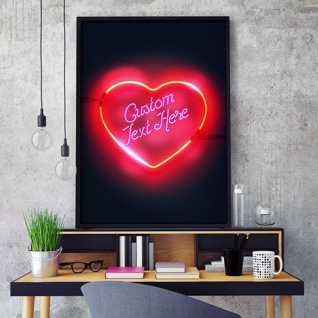 Custom neon LED love heart print