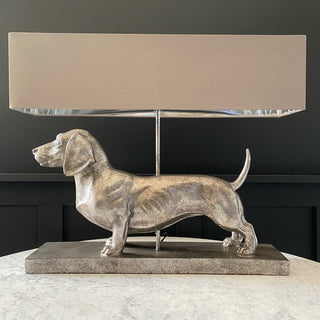 Silver dachshund table lamp