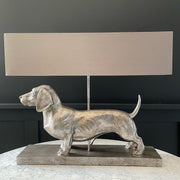 Silver dachshund table lamp