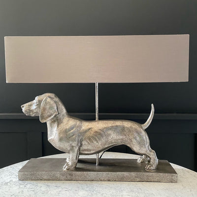 Silver dachshund table lamp