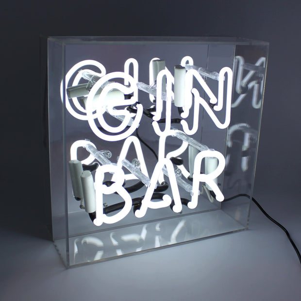 Gin bar LED white neon box sign