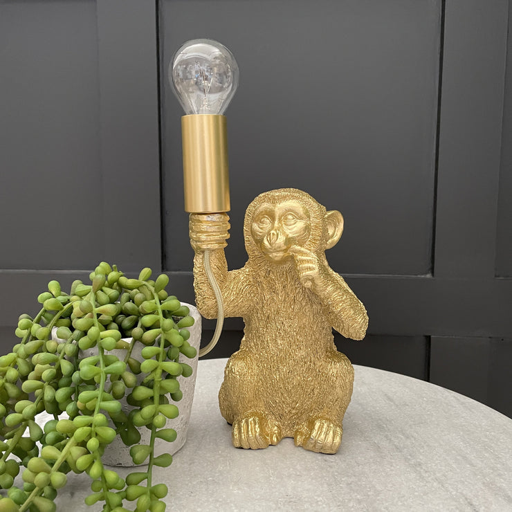 Gold baby monkey table lamp