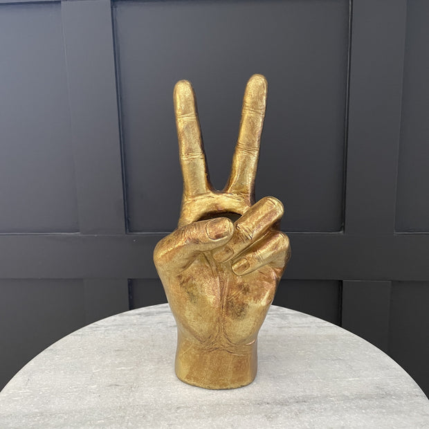 Gold peace hand vase