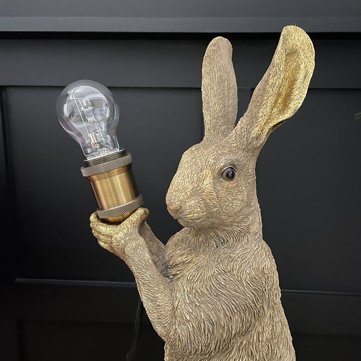 Gold rabbit sitting table lamp