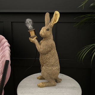 Gold rabbit sitting table lamp