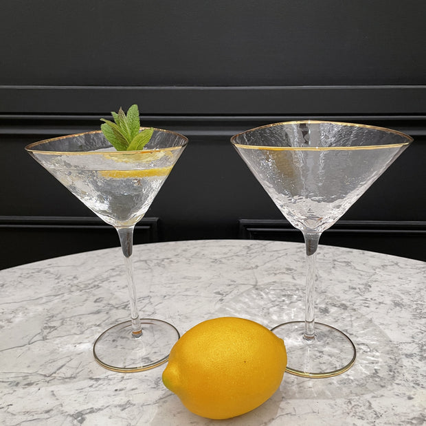 Gold Rimmed Cocktail Glasses (Set of 2)