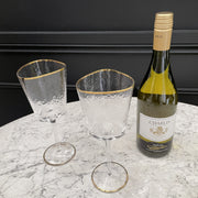 Gold Rimmed White Wine Glasses (Set of 2)