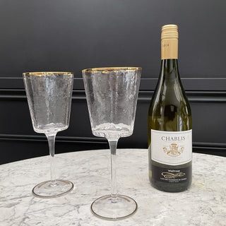 Gold Rimmed White Wine Glasses (Set of 2)