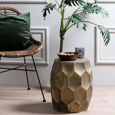 Gold honeycomb pattern side table