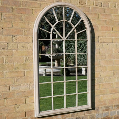 Large arched window style mirror suitable for indoor and outdoor