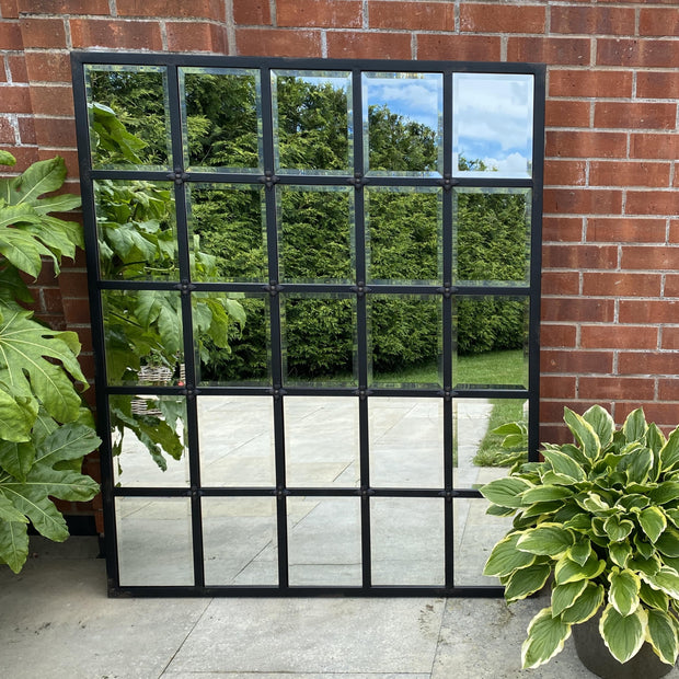 Large window style black outdoor & indoor mirror