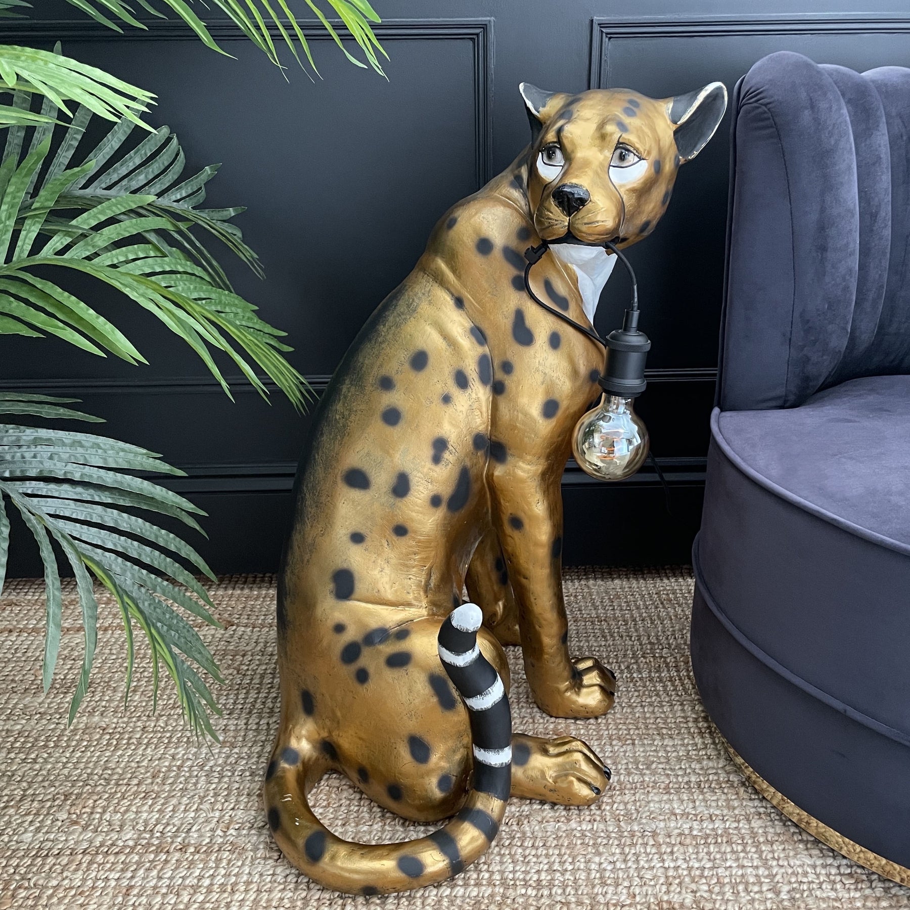 Leopard Large Floor Statue Figurine Interior Animal Modern Art
