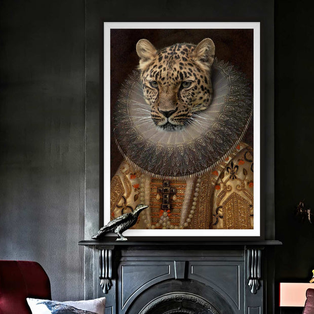 Queen leopard art portrait print