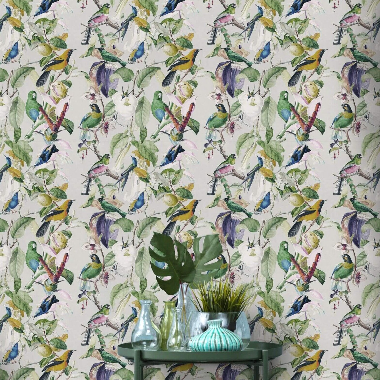 Tropical Birds Paradise Wallpaper Sample - Dekornik.com Wallstickers And  Wallpapers Online Store
