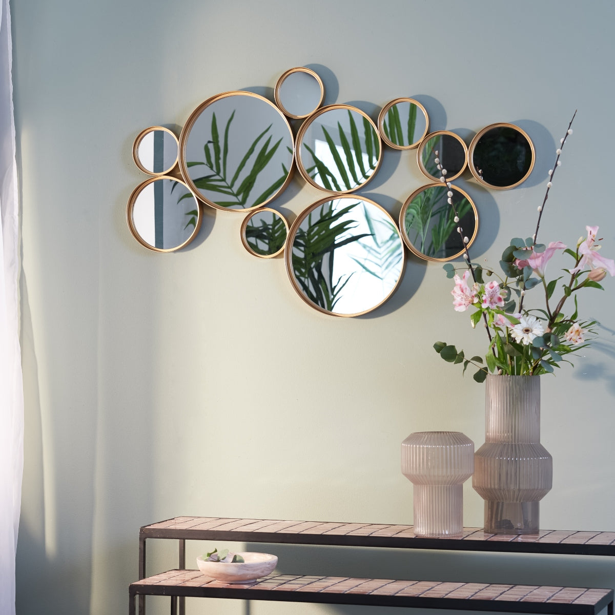 Grayson Lane 23.88-in W x 52-in H Round Black Bubble Cluster Framed Wall  Mirror in the Mirrors department at Lowes.com