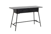 Patina antique black industrial style metal dressing table with two drawers