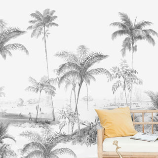 Monochrome Palms Wallpaper Mural