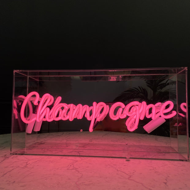 Pink Champagne Neon Sign Box