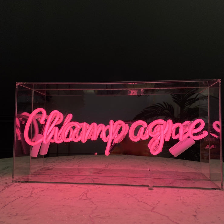 Pink Champagne Neon Sign Box