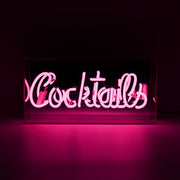 Cocktails LED neon pink sign box