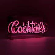 Cocktails LED neon pink sign box